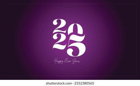 Een levendig en feestelijk nieuwjaarsontwerp uit 2025 met een gradiënt, gedurfde typografie van 