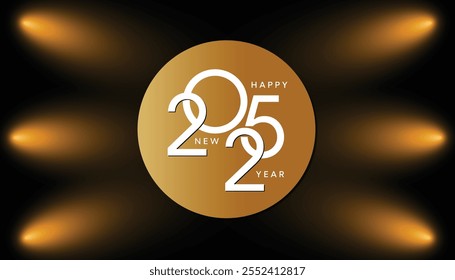 Happy New Year 2025, luxurious colorful background, for posters, invitations, or digital greetings