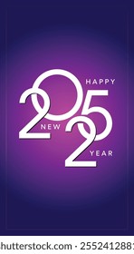 Happy New Year 2025, luxurious colorful background, for posters, invitations, or digital greetings