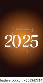 Happy New Year 2025, luxurious colorful background, for posters, invitations, or digital greetings