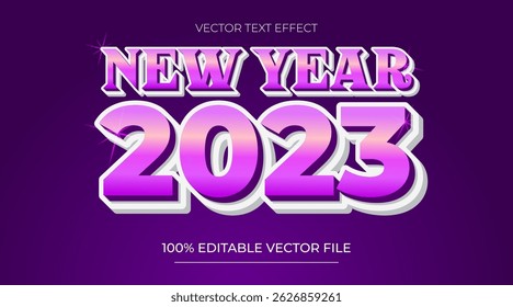 Happy new year 2025 Luxury purple modern 3d Editable text effect
