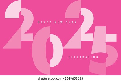 Feliz Año Nuevo 2025 Color monocromo magenta con fondo de color verde. Feliz Año Nuevo 2025 Diseño de texto. La Plantilla del diario de negocios para 2025 Feliz Año Nuevo.