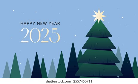 Happy New Year 2025. Merry Christmas. Vector illustration