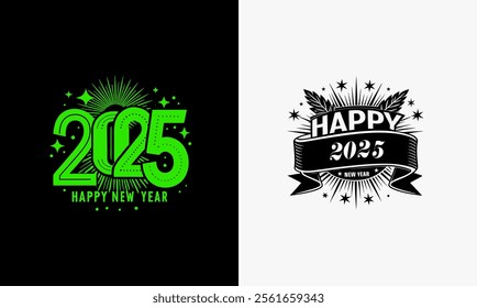 Happy New Year 2025. Merry Christmas vector design