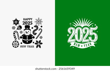 Happy New Year 2025. Merry Christmas vector design