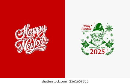 Happy New Year 2025. Merry Christmas vector design