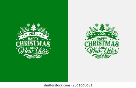 Happy New Year 2025 and Merry Christmas wishing card design
