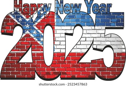 Happy New Year 2025 with Mississippi flag inside - Illustration,
2025 HAPPY NEW YEAR NUMERALS