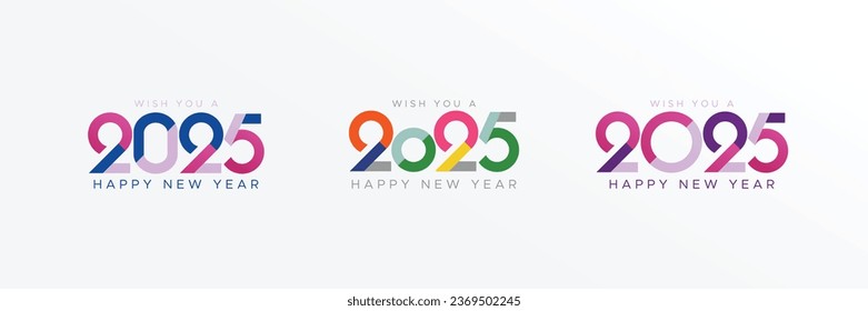 Happy new year 2025 with modern number and full colour. 2025 new year celebration concept