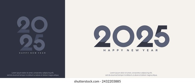 Frohes neues Jahr 2025 mit moderner Farbzahlenkombination. Premium-Design für Neujahrsgrüße für Banner, Poster oder Social Media und Kalender.