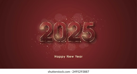 Happy New Year 2025 with modern number design with rare and unique decoration. Premium vector design for a label, banner and book cover.