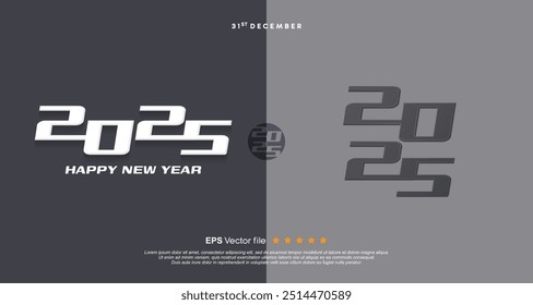 Happy New Year 2025 modern vector logo. Collection vector design number 2025 celebration