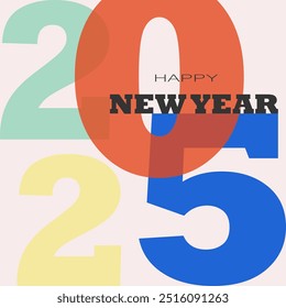 Happy new year 2025. Modern vector design template with funny grouped numbers