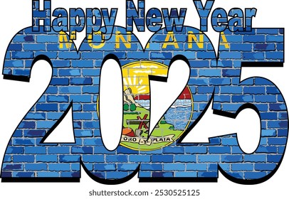 Happy New Year 2025 with Montana flag inside - Illustration,
2025 HAPPY NEW YEAR NUMERALS