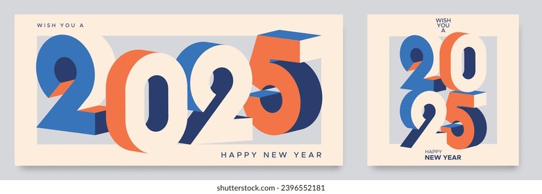 Happy new year 2025 with number on art wall concept. Happy new year 2025 modern art banner template