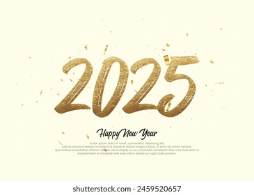 Happy New Year 2025. Number design with luxurious paint finish. Vector premium design for a New Year 2025 celebration.