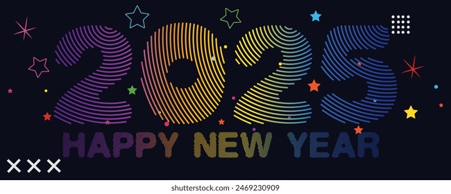 Happy new year 2025 with number on art wall concept. Happy new year 2025 modern art