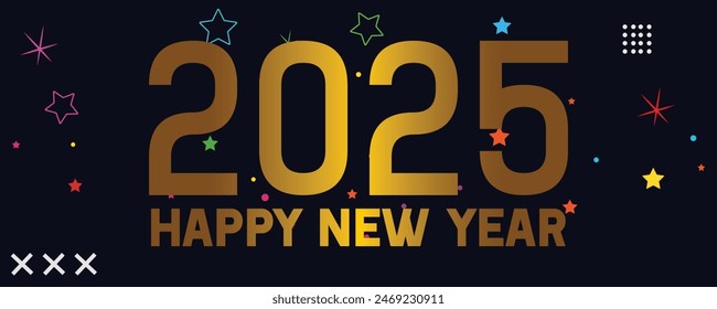 Happy new year 2025 with number on art wall concept. Happy new year 2025 modern art