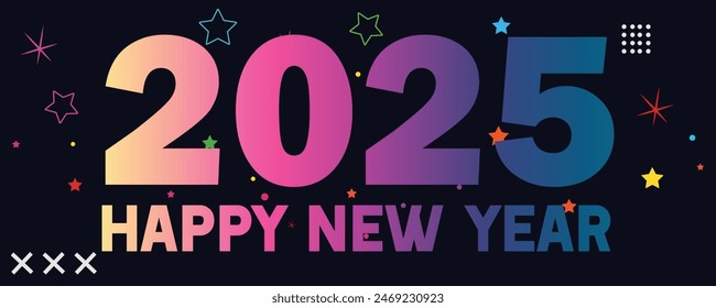 Happy new year 2025 with number on art wall concept. Happy new year 2025 modern art