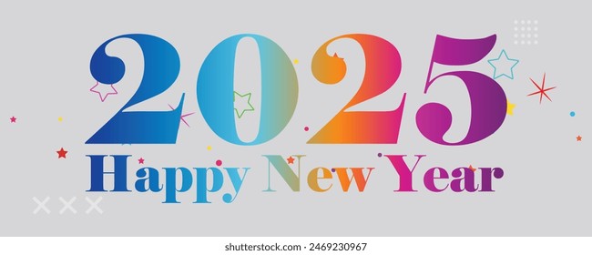 Happy new year 2025 with number on art wall concept. Happy new year 2025 modern art