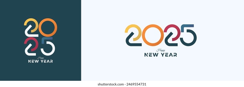 Feliz año nuevo 2025 número de Vector. Con números únicos y modernos. Diseño de Vector Premium para póster, Anuncio, saludo y celebración de año nuevo 2025.