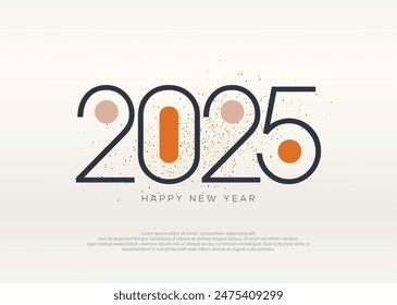 Happy new year 2025 number 3d in blue and yellow.