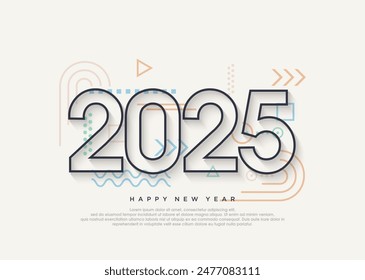 Happy new year 2025 number 3d in blue and yellow