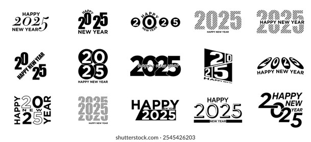 Happy New Year 2025 numbers logo Design,New Year logo Set,2025 Happy New Year logo text design,Happy New Year 2025 text design,2025 sest Design