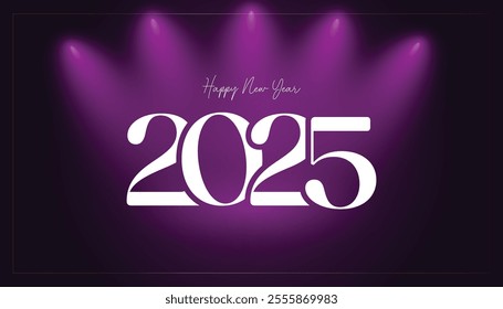 Happy New Year 2025 on colorful abstract gradient