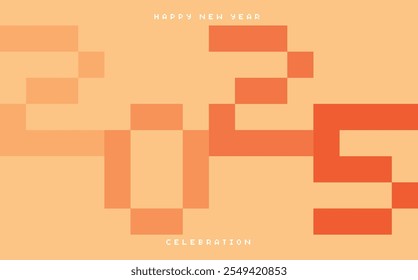 Feliz año nuevo 2025 color monocromo naranja con fondo de color verde. Feliz año nuevo 2025 diseño de texto. La Plantilla del diario de negocios para 2025 Feliz año nuevo.