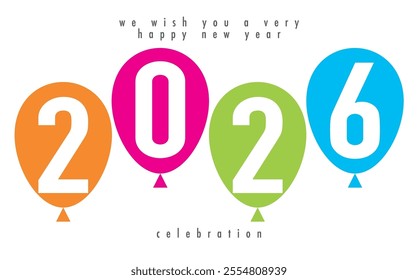 happy new year 2025 orange pink lime green and cyan balloon color with white color background. happy new year 2025 text design. the template of business diary for 2025 happy new year.