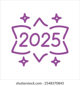 Feliz ano novo 2025 esboço un fundo branco 