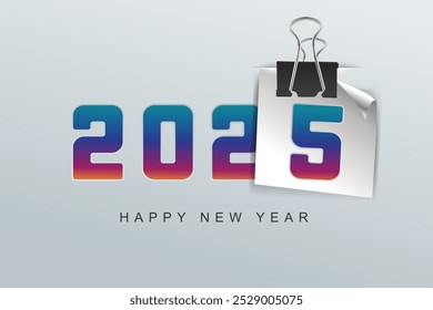 Happy new year 2025 with paper clip 