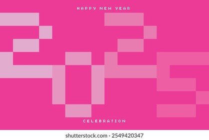 Feliz año nuevo 2025 color monocromo rosa con fondo de color verde. Feliz año nuevo 2025 diseño de texto. La Plantilla del diario de negocios para 2025 Feliz año nuevo.