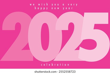 Feliz Año Nuevo 2025 Color monocromo rosa. Feliz Año Nuevo 2025 Diseño de texto. La Plantilla del diario de negocios para 2025 Feliz Año Nuevo.