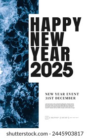 Happy New Year 2025. Poster design with modern texture background. Happy New year 2025 celebration design.