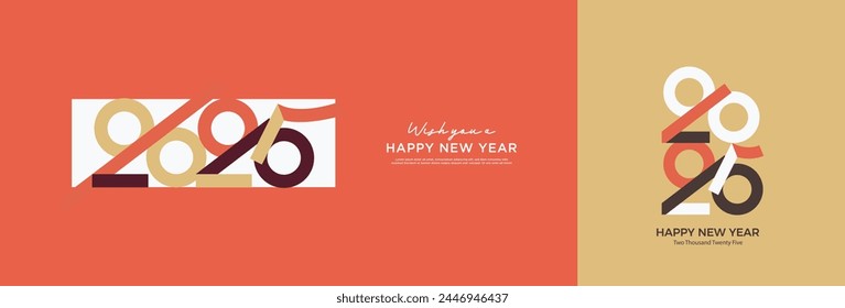 Happy New Year 2025 Poster. Classic number logo design with trendy and classic coloring makes the design more beautiful. New Year 2025 celebration. calendar, card and poster.
