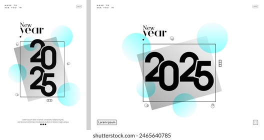 happy new year 2025 poster design with unique geometric numbers. Premium vector design for 2025 new year celebration.