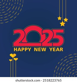 Happy new year 2025. New year poster, banner, flyer, brochure, template design. Happy new year simple and flat design. 