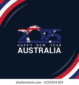 Feliz año nuevo, Feliz año Nuevo 2025, año Nuevo 2025 cartel para personas australianas, Australia Año Nuevo diseño de cartel para 2025