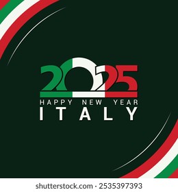 Happy new year 2025, Happy New year poster, banner, flyer, brochure, template design, happy new year greeting card for the people of Italy.