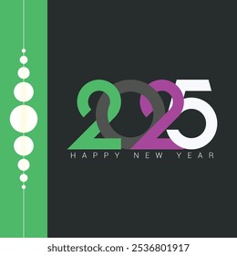 Happy new year 2025, Happy New year poster, banner, flyer, brochure. Happy new year colorful greeting card vector illustration.