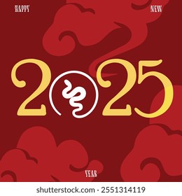 Feliz Ano Novo 2025 Poster | Design de tema chinês