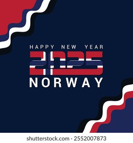 Happy new year 2025, Happy new year poster, banner, flyer, brochure, background, template design, Happy new year greeting card for Norwegian people, New year celebrations.
