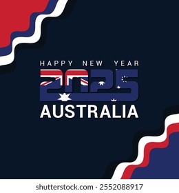 Feliz año nuevo 2025, cartel de feliz año nuevo, Anuncio, volante, folleto, fondo, diseño de Plantilla, tarjeta de felicitación de feliz año nuevo para personas australianas, celebraciones de año Nuevo.