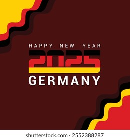 Happy new year 2025, Happy new year poster, banner, flyer, brochure, background, template design, Happy new year greeting card for German people, New year celebrations.