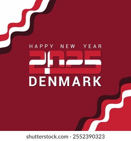 Happy new year 2025, Happy new year poster, banner, flyer, brochure, background, template design, Happy new year greeting card for Danish people, New year celebrations.