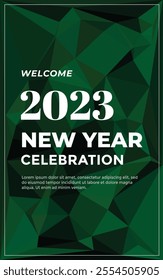 Happy New Year 2025 Poster Celebration Realistic polygonal background for your graphic resource