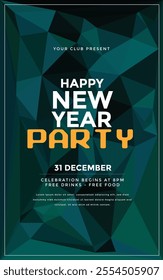 Happy New Year 2025 Poster Celebration Realistic polygonal background for your graphic resource