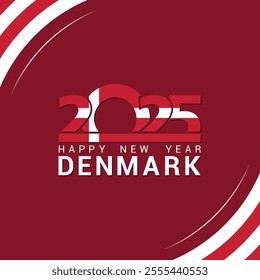 Happy new year 2025, Happy new year poster, banner, flyer, brochure, background, template design, Happy new year greeting card for Danish people, New year celebrations.